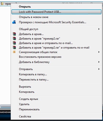 Установка пароля на папку с помощью программы PasswordProtect USB