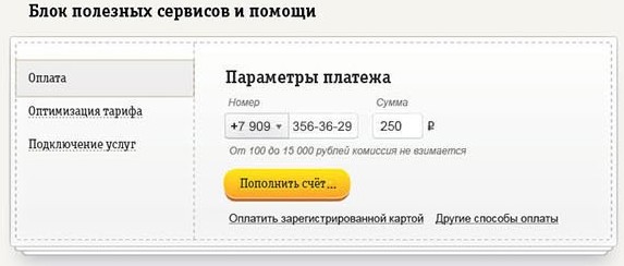 Окно полезных сервисов