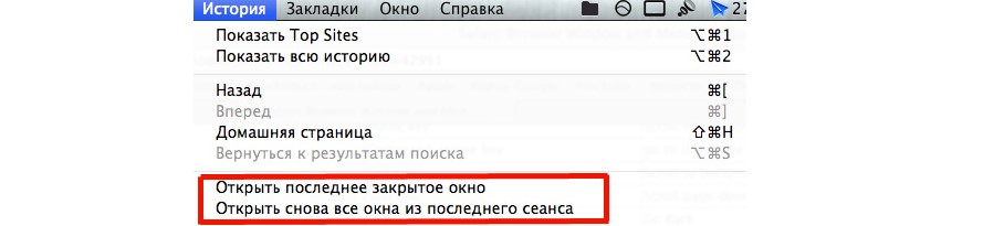 №12. Содержимое меню «История» в браузере Safari