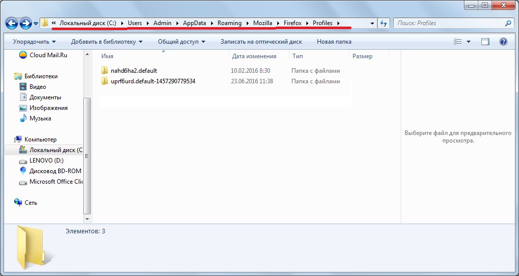 №4. Папка Profiles для Firefox