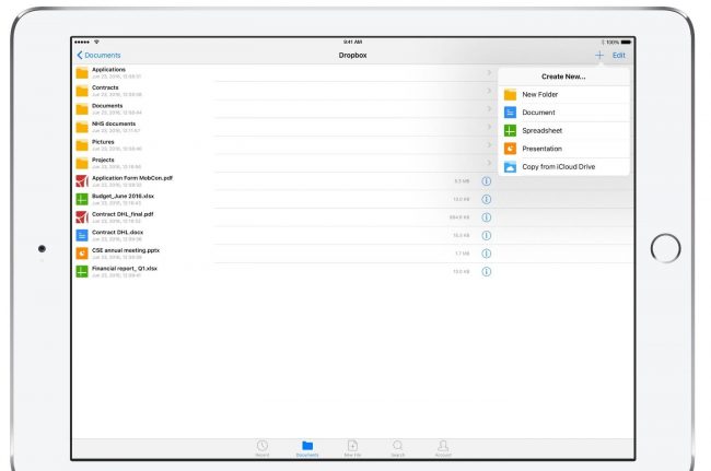Рис. 11 – главное окно утилиты MobiSystems OfficeSuite Pro на iOS