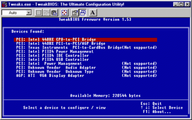 Рис. 11 – главное окно программы TweakBIOS