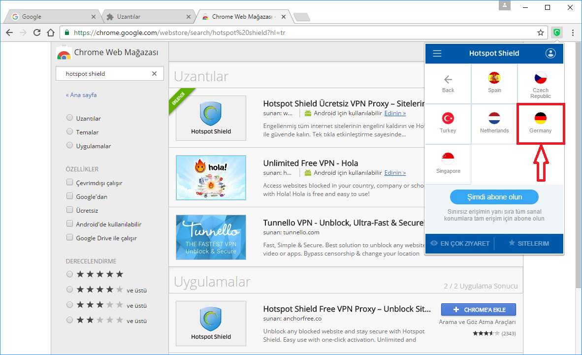 hotspot shield chrome extension