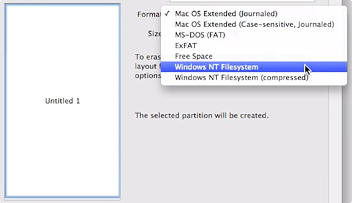 Выбор Windows NT Filesystem