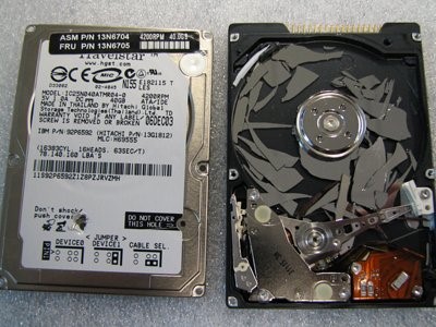 Пример неисправного жесткого диска компьютера