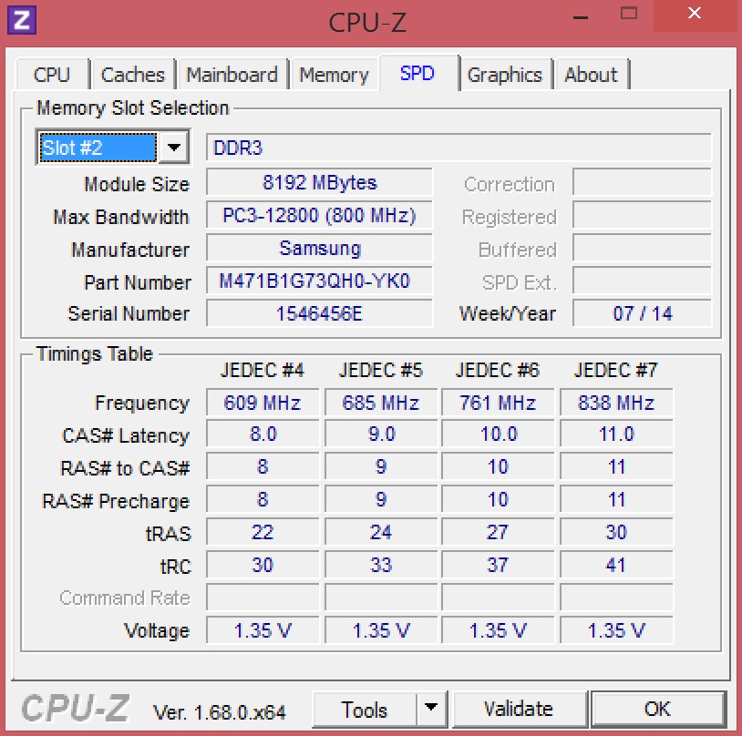 Окно программы CPU-Z