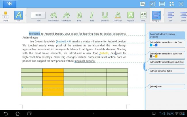 Рис.10 – внешний вид программы Kingsoft WPS Office в СС Андроид