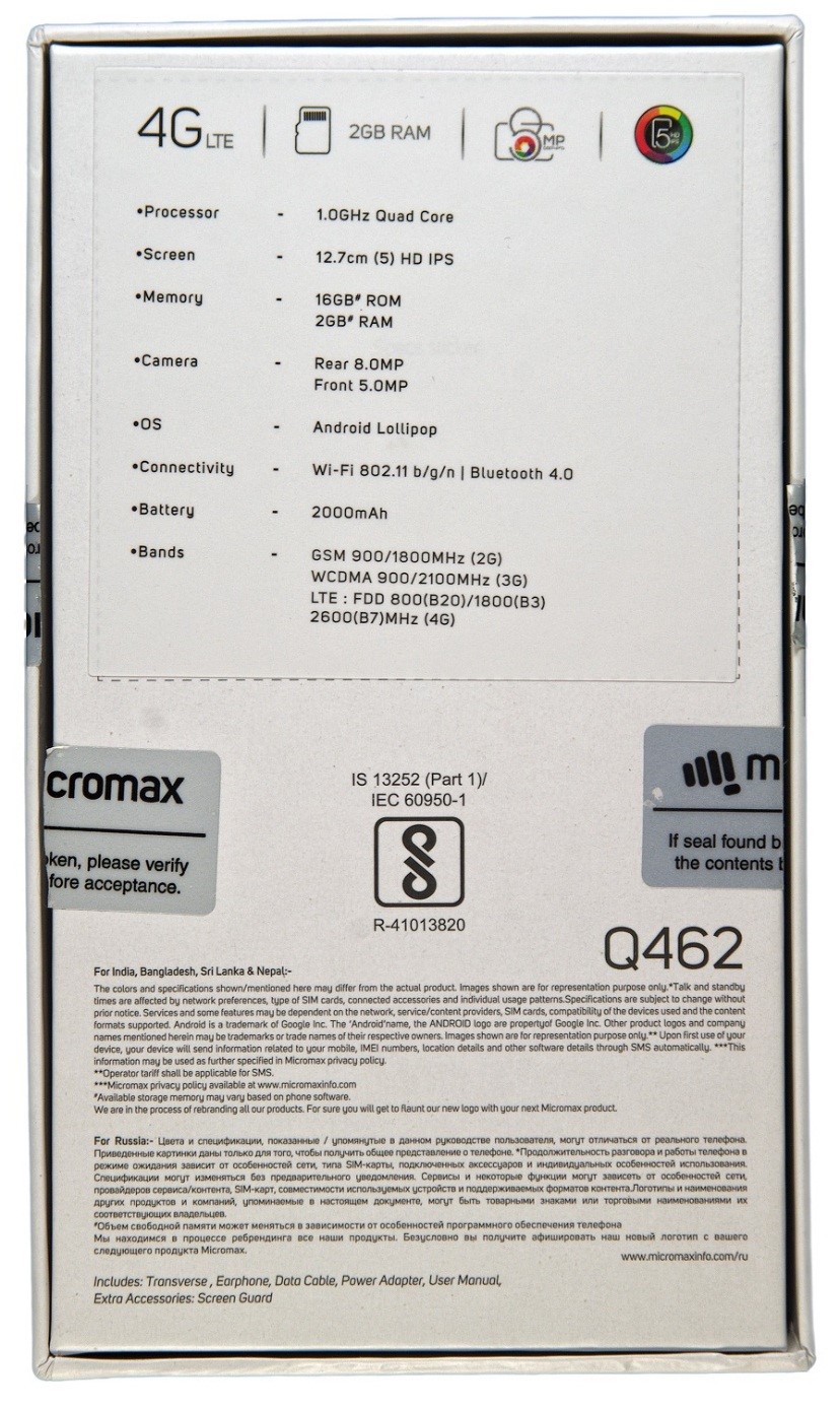 Micromax Canvas 5 Lite Q462 Slate Gray