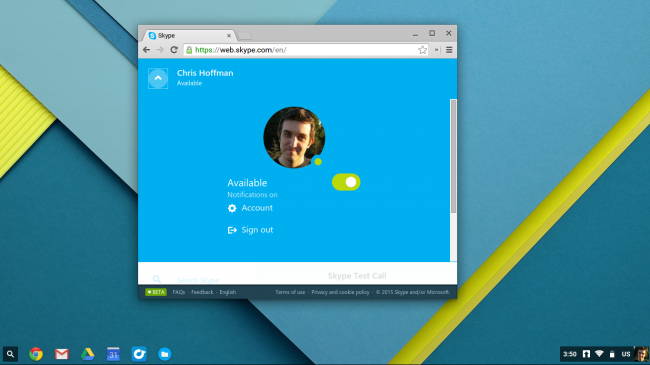 Skype на Chromebook