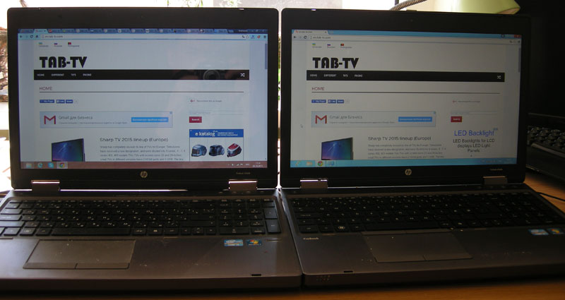 Рис. 6. Глянцевый (слева) и матовый (справа) экраны ноутбуков