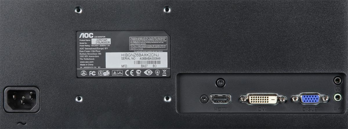 Рис. 3. Современный монитор со входами VGA, DVI и HDMI.