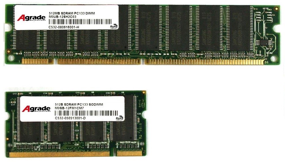 Рис. 6. Отличия модулей DIMM и SO-DIMM. 