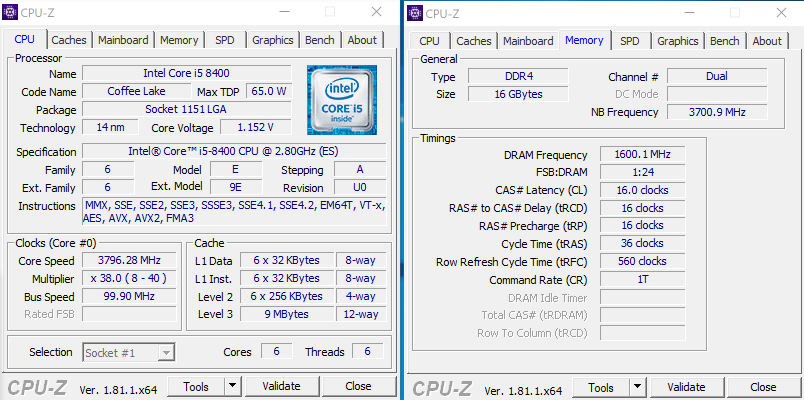 Рис. 4 – Показатели в CPU-Z