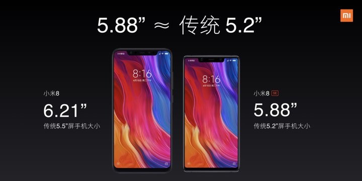 Рис. 2. Xiaomi Mi 8 (слева) и SE (справа)